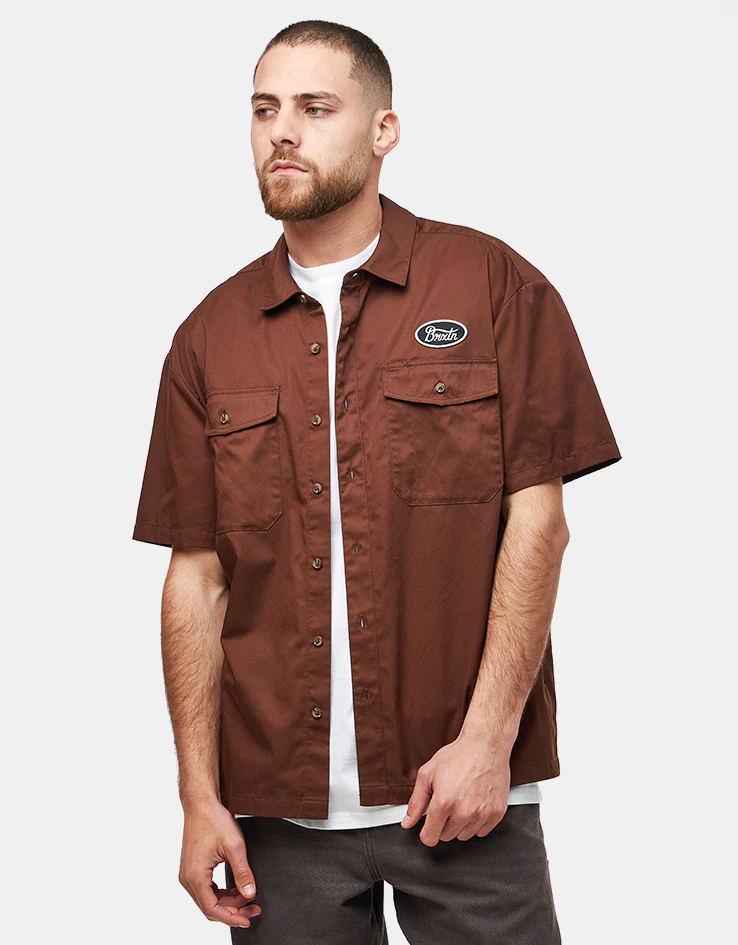 Brixton Builders Olson S/S Shirt - Chocolate