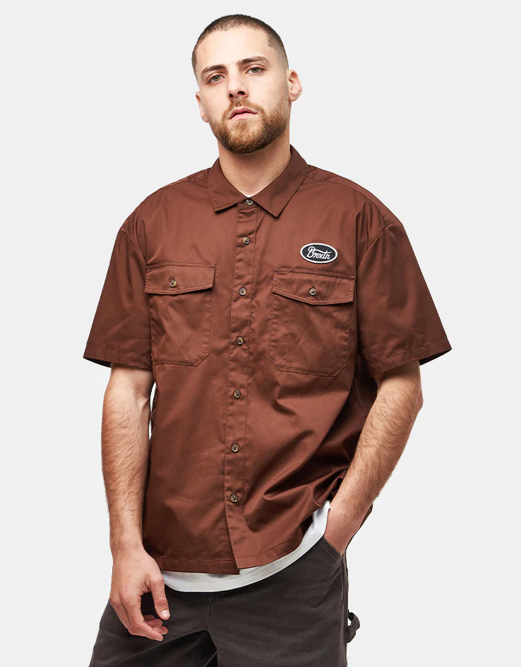 Brixton Builders Olson S/S Shirt - Chocolate - Image 2