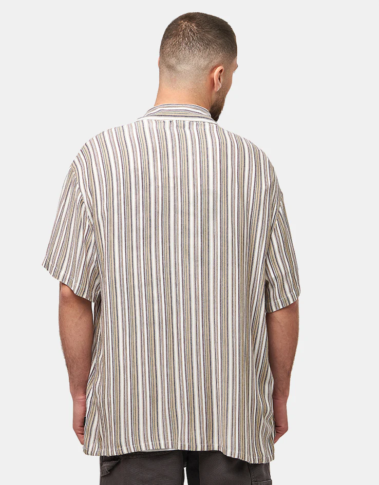 Brixton Bunker Twisted Stripe S/S Shirt - Robust Red - Image 3