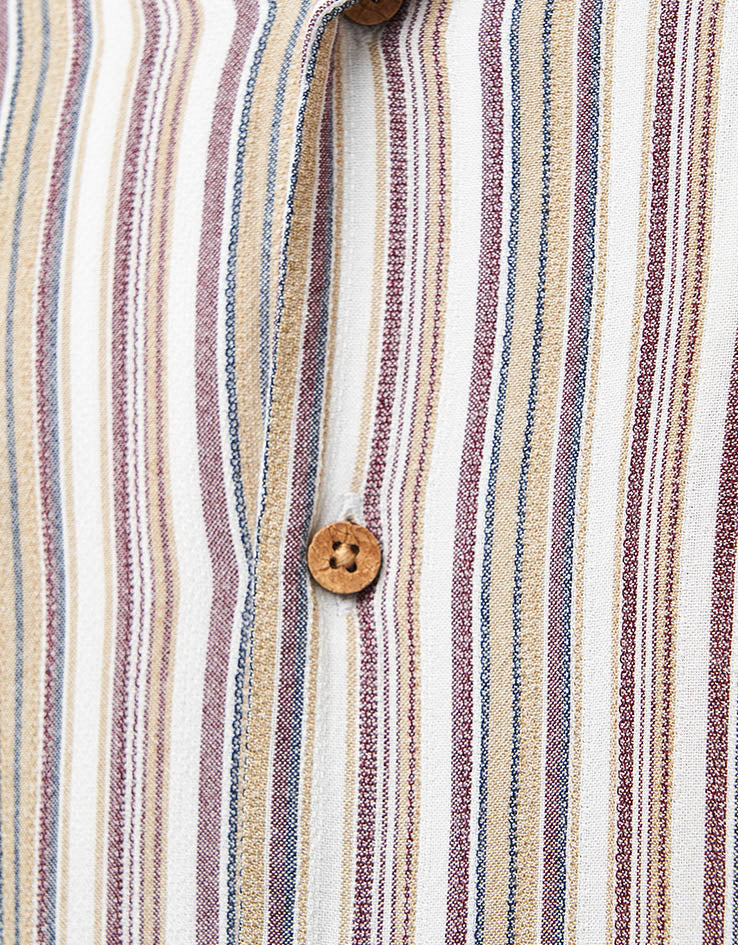 Brixton Bunker Twisted Stripe S/S Shirt - Robust Red - Image 4