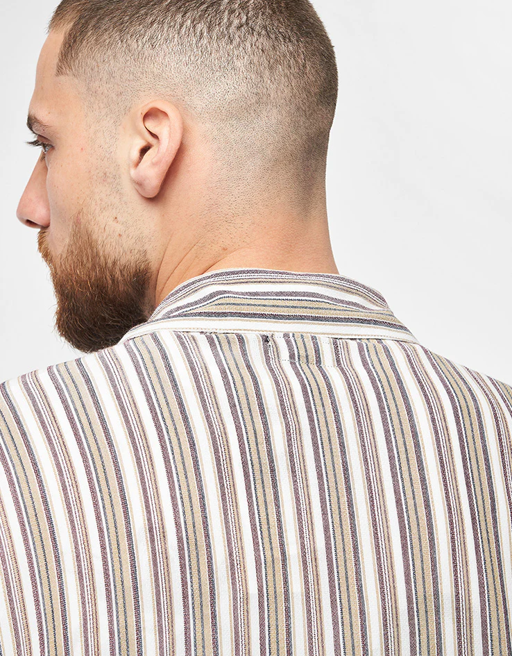 Brixton Bunker Twisted Stripe S/S Shirt - Robust Red - Image 6
