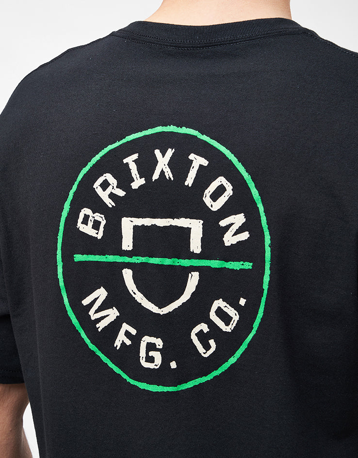 Brixton Crest II T-Shirt - Black/Stone/Green - Image 3