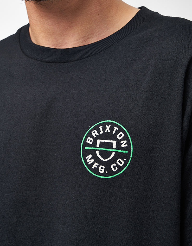 Brixton Crest II T-Shirt - Black/Stone/Green - Image 4