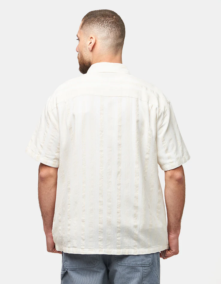 Brixton Cru Striped Dobby S/S Shirt - Off White - Image 3