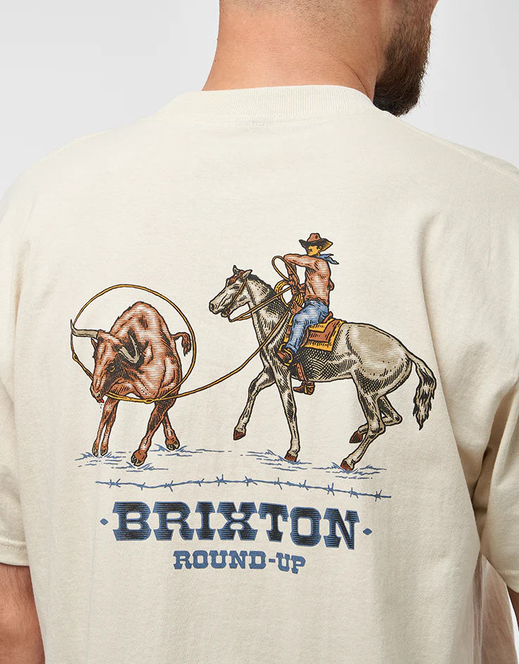 Brixton Hutchins T-Shirt - Cream - Image 3