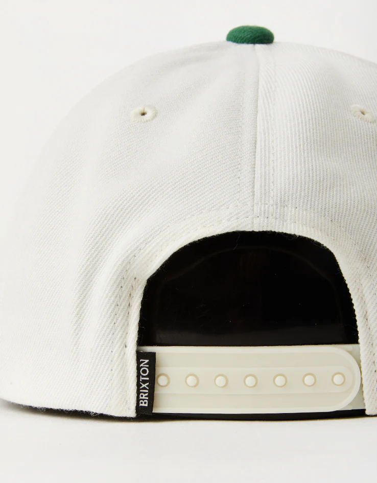 Brixton Linwood Netplus Snapback Cap - Off White/Primal Green - Image 4