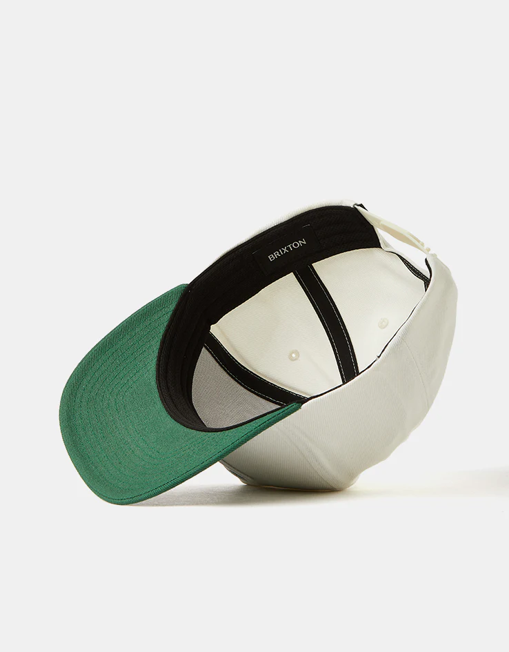 Brixton Linwood Netplus Snapback Cap - Off White/Primal Green - Image 5