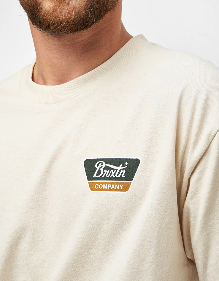 Brixton Linwood T-Shirt - Cream/Dark Green/Metal Bronze - Image 4