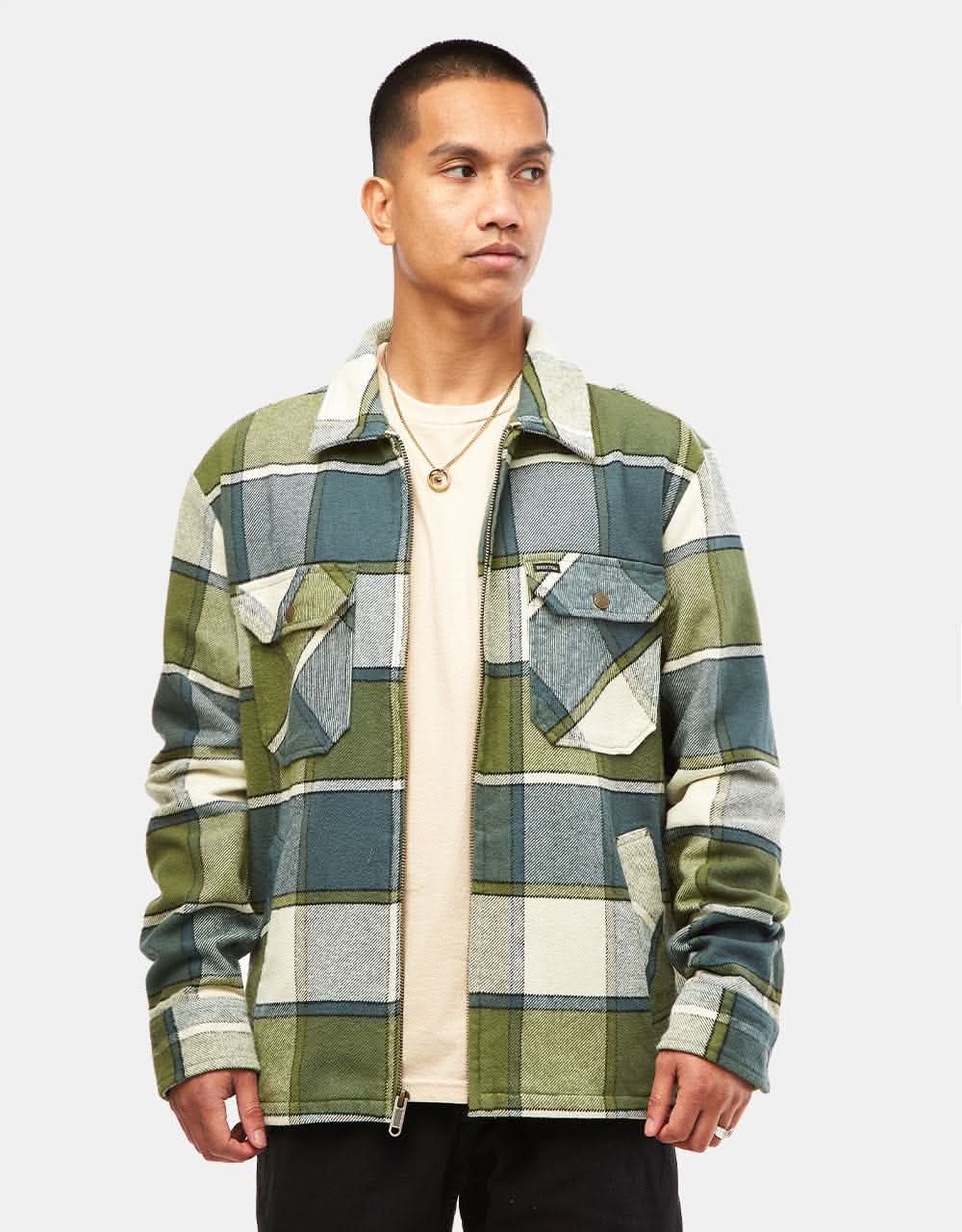 Brixton Motor Zip Jacket - Blue Mirage/Dill Plaid - Image 2