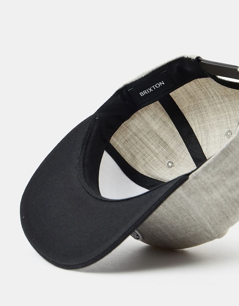 Brixton Oath III Snapback Cap - Light Heather Grey/Black - Image 4