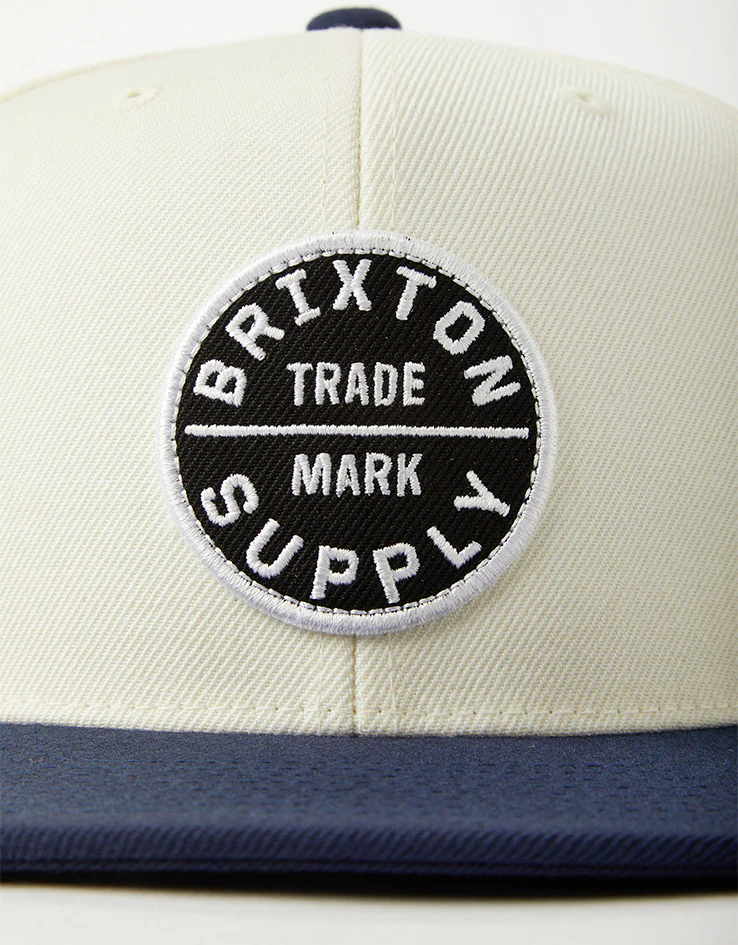 Brixton Oath III Snapback Cap - Off White/Midnight Blue - Image 2