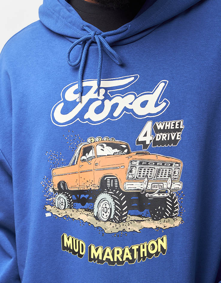 Brixton x Ford Mud Marathon Pullover Hoodie - Ford Blue - Image 3