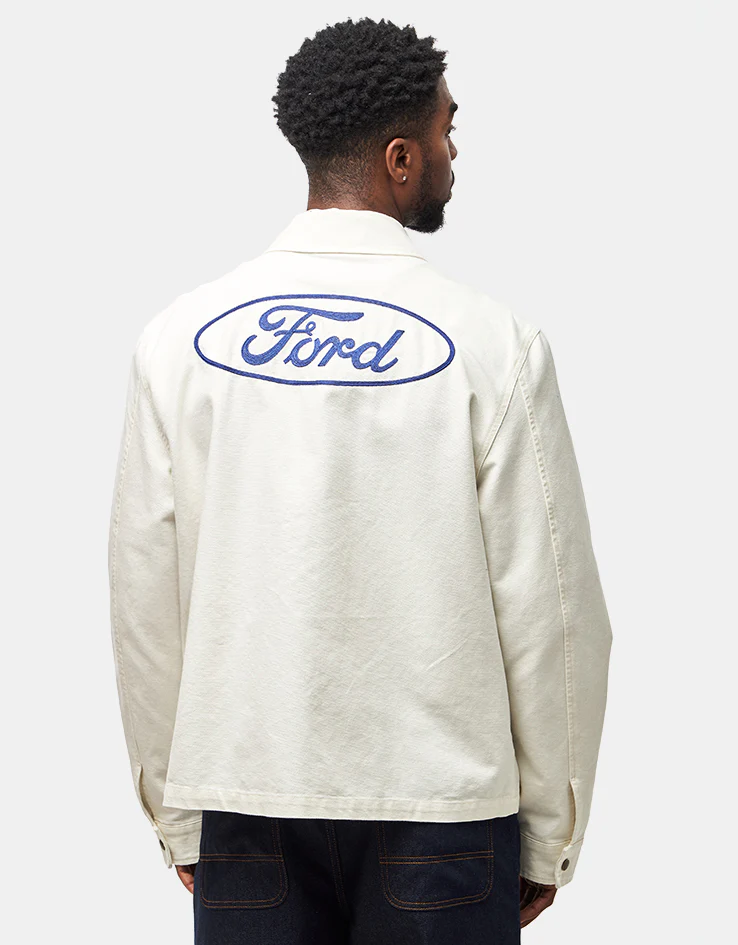 Brixton x Ford Number One Garage Jacket - Wimbledon White - Image 2