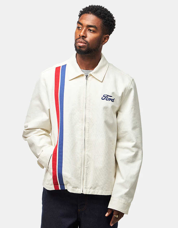 Brixton x Ford Number One Garage Jacket - Wimbledon White - Image 3