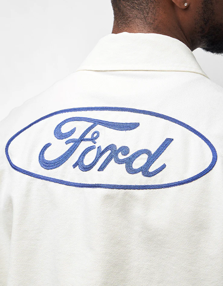 Brixton x Ford Number One Garage Jacket - Wimbledon White - Image 5