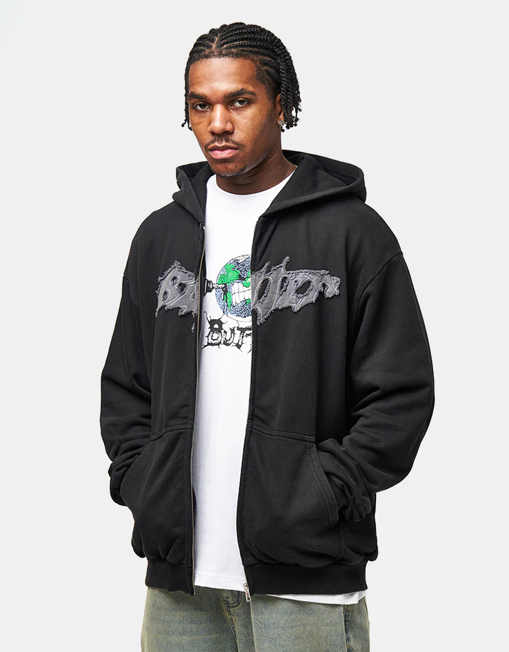 Butter Goods Amplify Zip-Thru Hoodie - Washed Black - Image 2