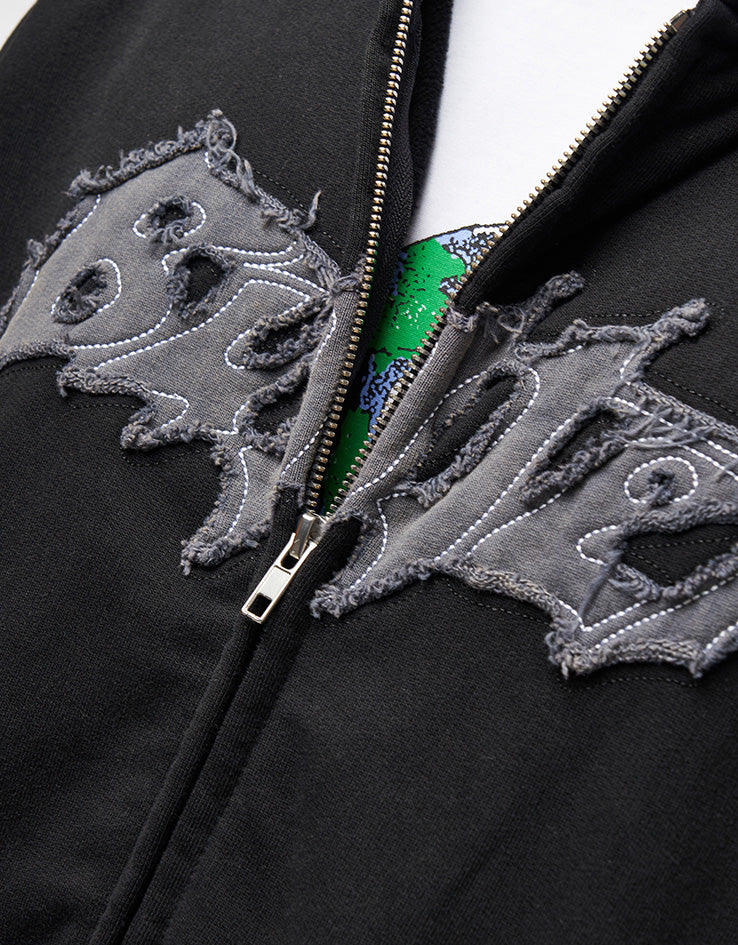 Butter Goods Amplify Zip-Thru Hoodie - Washed Black - Image 4