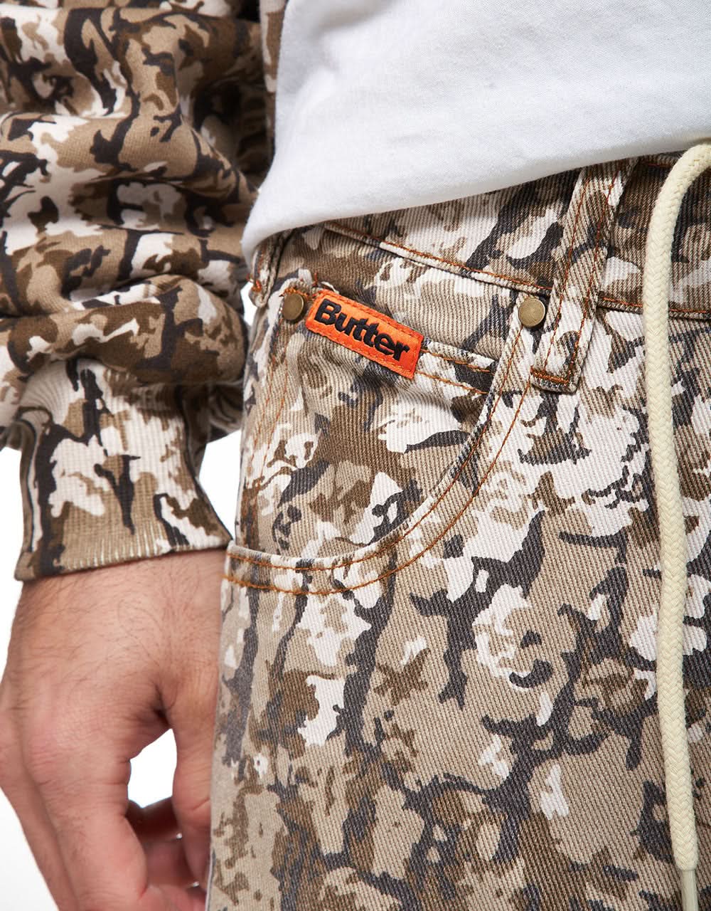 Butter Goods Bark Camo Denim Jeans - Tan - Image 8