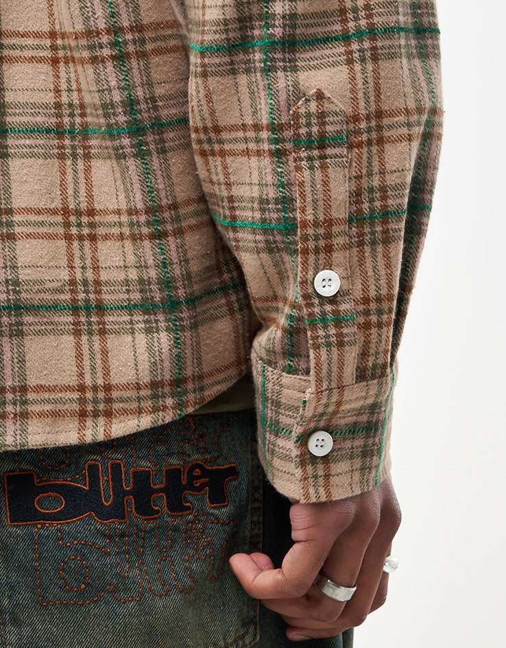 Butter Goods Bear Flannel L/S Shirt - Khaki - Image 5