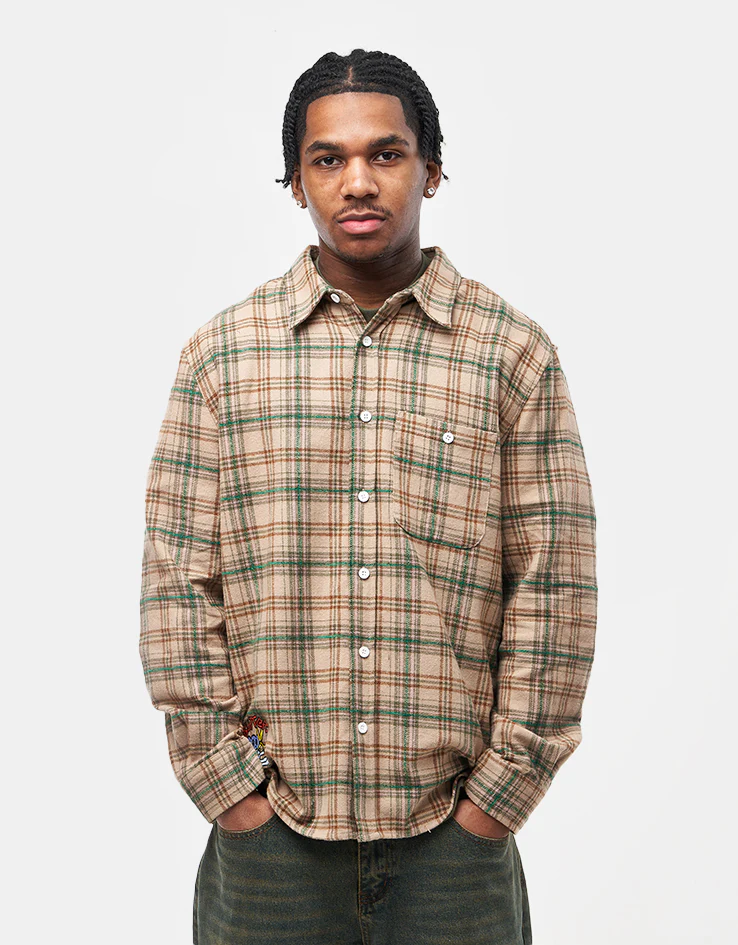 Butter Goods Bear Flannel L/S Shirt - Khaki - Image 6