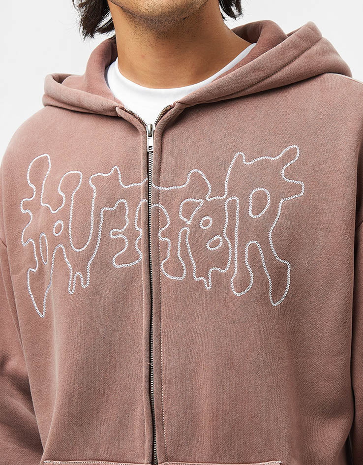 Butter Goods Blotch Zip-Thru Hoodie - Washed Berry - Image 4
