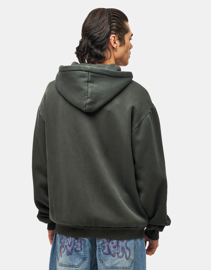 Butter Goods Blotch Zip-Thru Hoodie - Washed Black - Image 2