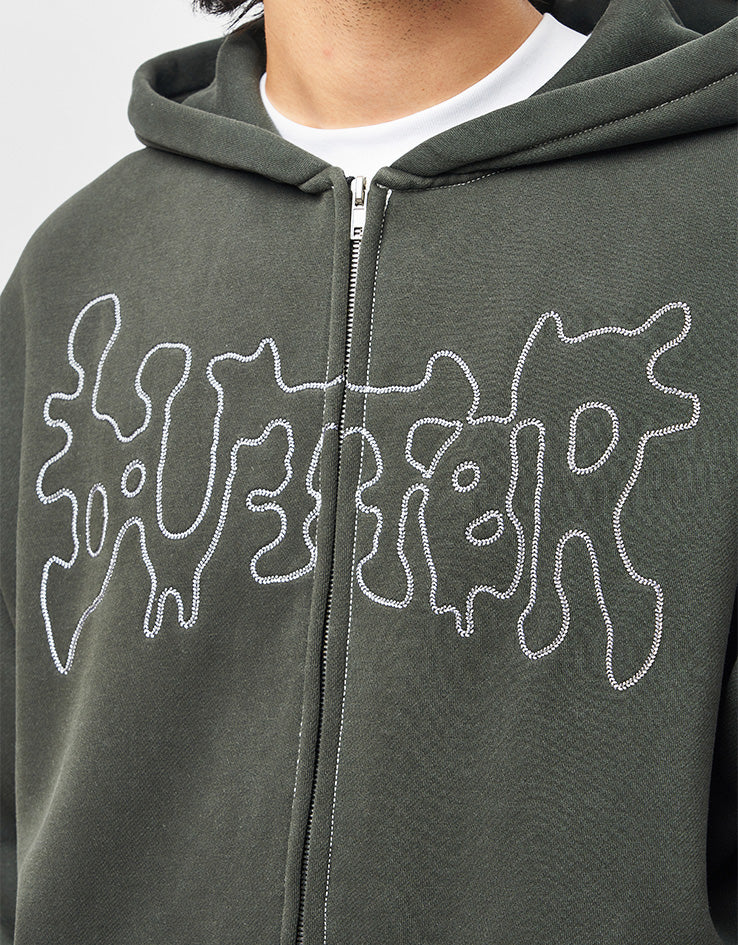 Butter Goods Blotch Zip-Thru Hoodie - Washed Black - Image 3
