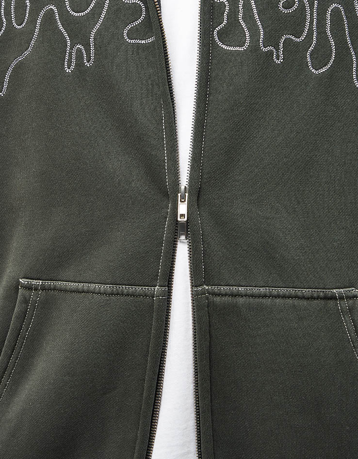 Butter Goods Blotch Zip-Thru Hoodie - Washed Black - Image 5