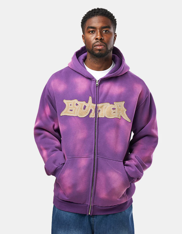 Butter Goods Encounter Zip-Thru Hoodie - Washed Purple - Image 5