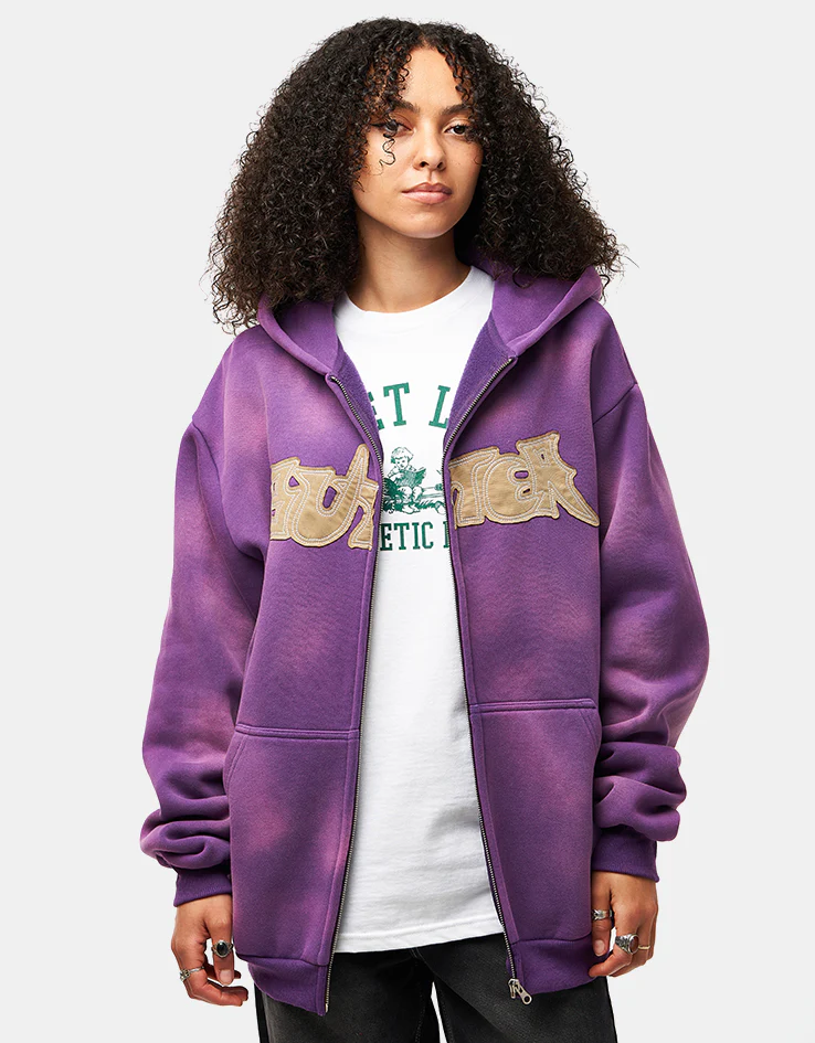 Butter Goods Encounter Zip-Thru Hoodie - Washed Purple - Image 7