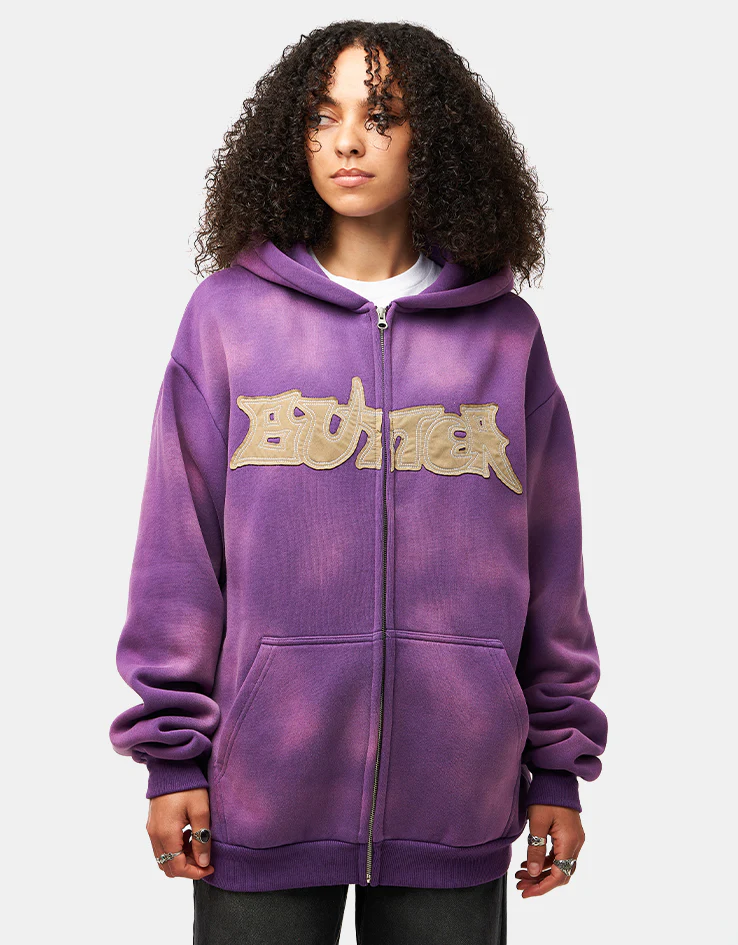 Butter Goods Encounter Zip-Thru Hoodie - Washed Purple - Image 8
