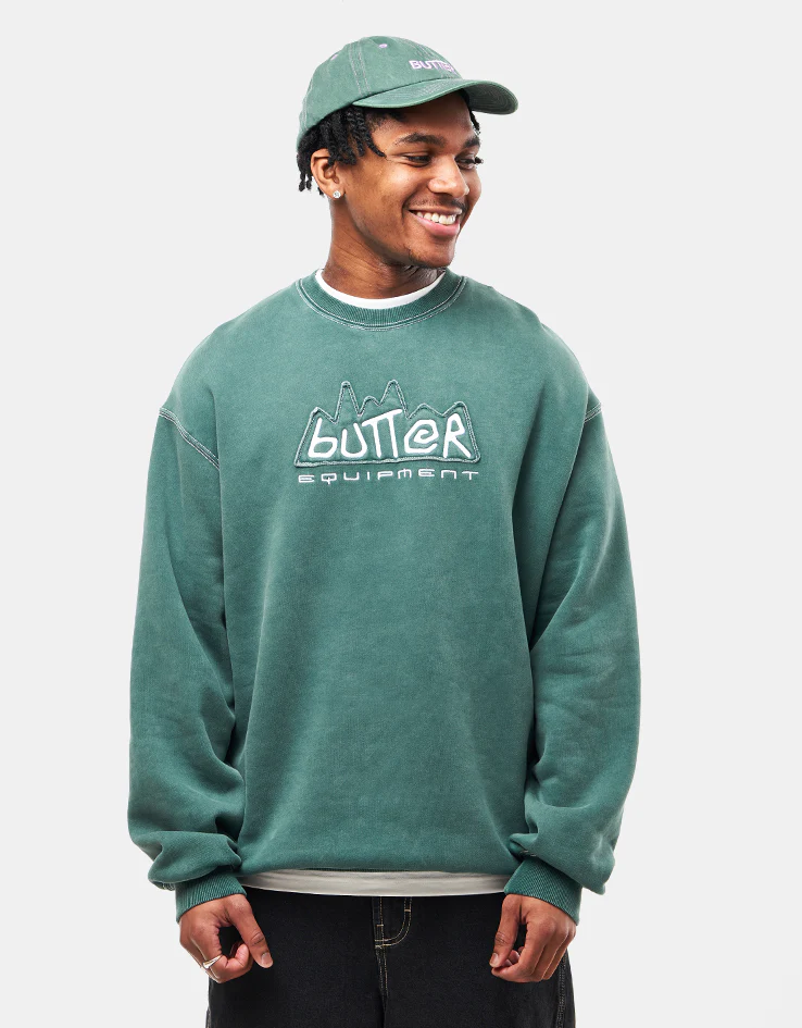 Butter Goods Equipment Applique Crewneck - Washed Fern - Image 3
