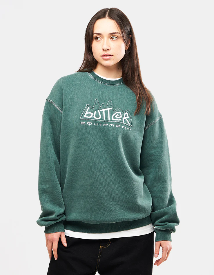 Butter Goods Equipment Applique Crewneck - Washed Fern - Image 7