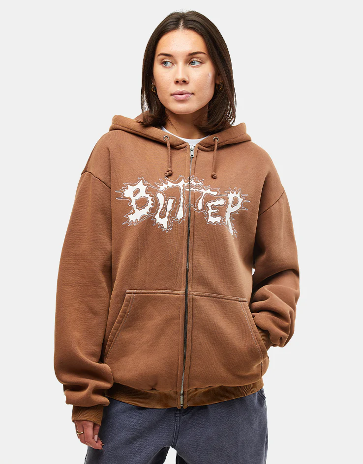 Butter Goods Eruption Zip-Thru Hoodie - Chocolate - Image 5