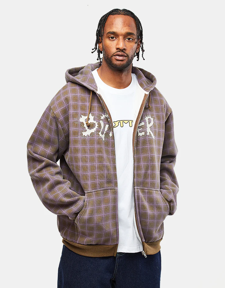 Butter Goods Eruption Zip-Thru Hoodie - Plaid - Image 3