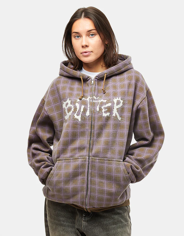 Butter Goods Eruption Zip-Thru Hoodie - Plaid - Image 7