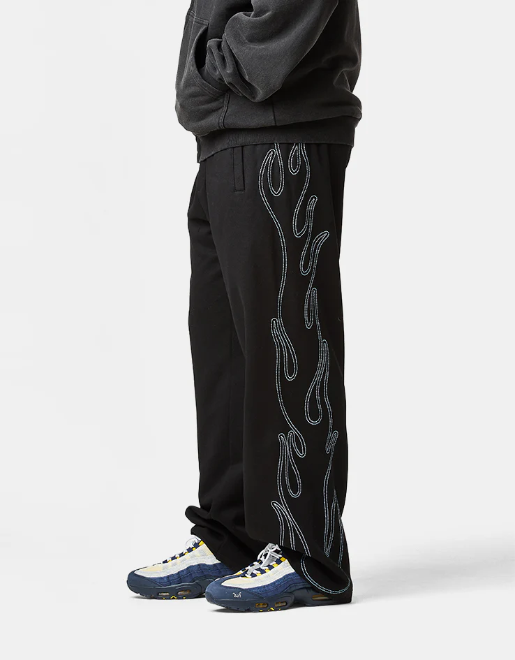 Butter Goods Flame Fleece Pants - Black - Image 2