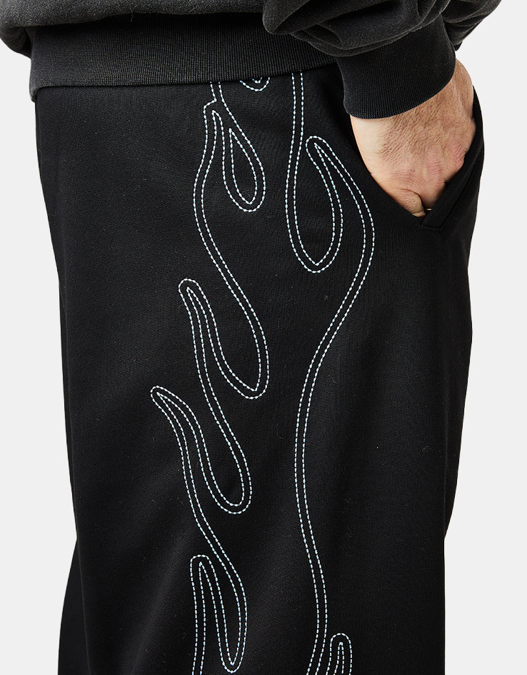 Butter Goods Flame Fleece Pants - Black - Image 4