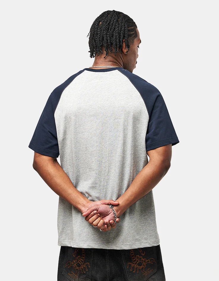 Butter Goods Harvest Raglan T-Shirt - Navy/Heather - Image 2