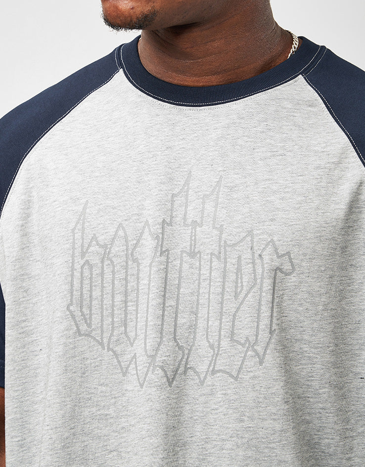 Butter Goods Harvest Raglan T-Shirt - Navy/Heather - Image 3