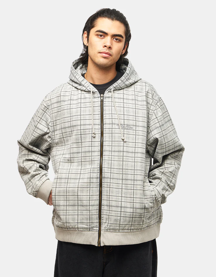 Butter Goods Hooded Work Jacket - Grey Plaid - Image 2