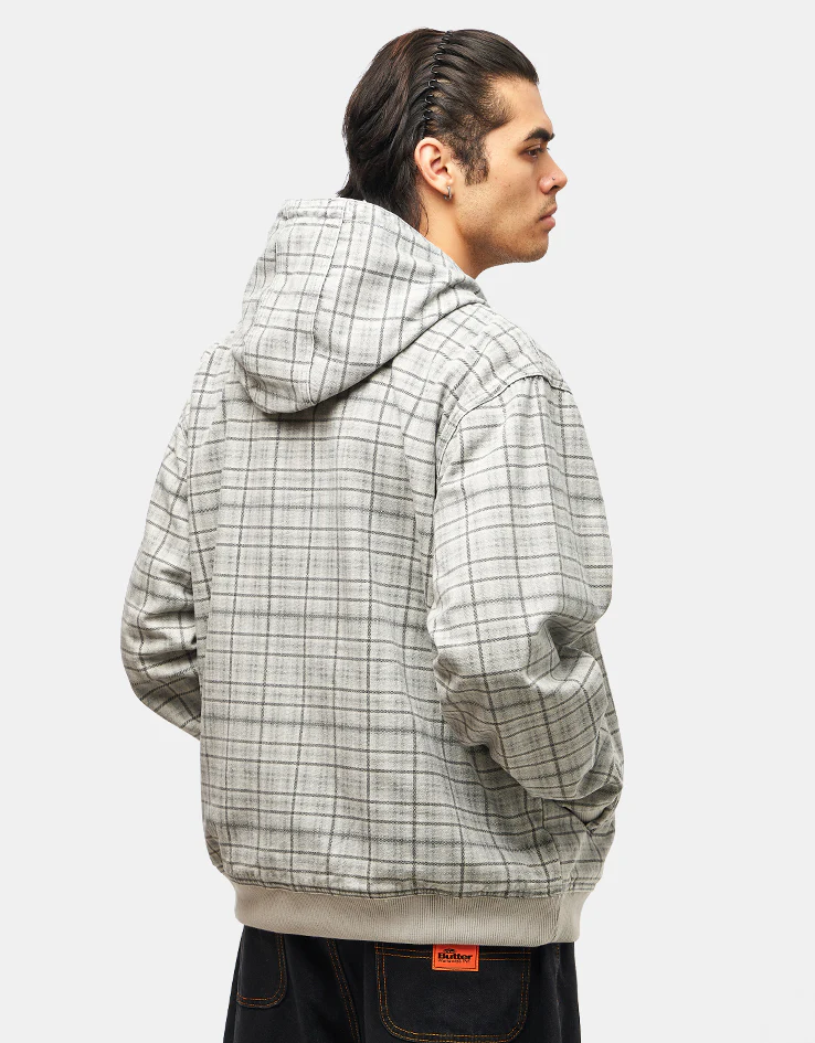 Butter Goods Hooded Work Jacket - Grey Plaid - Image 3