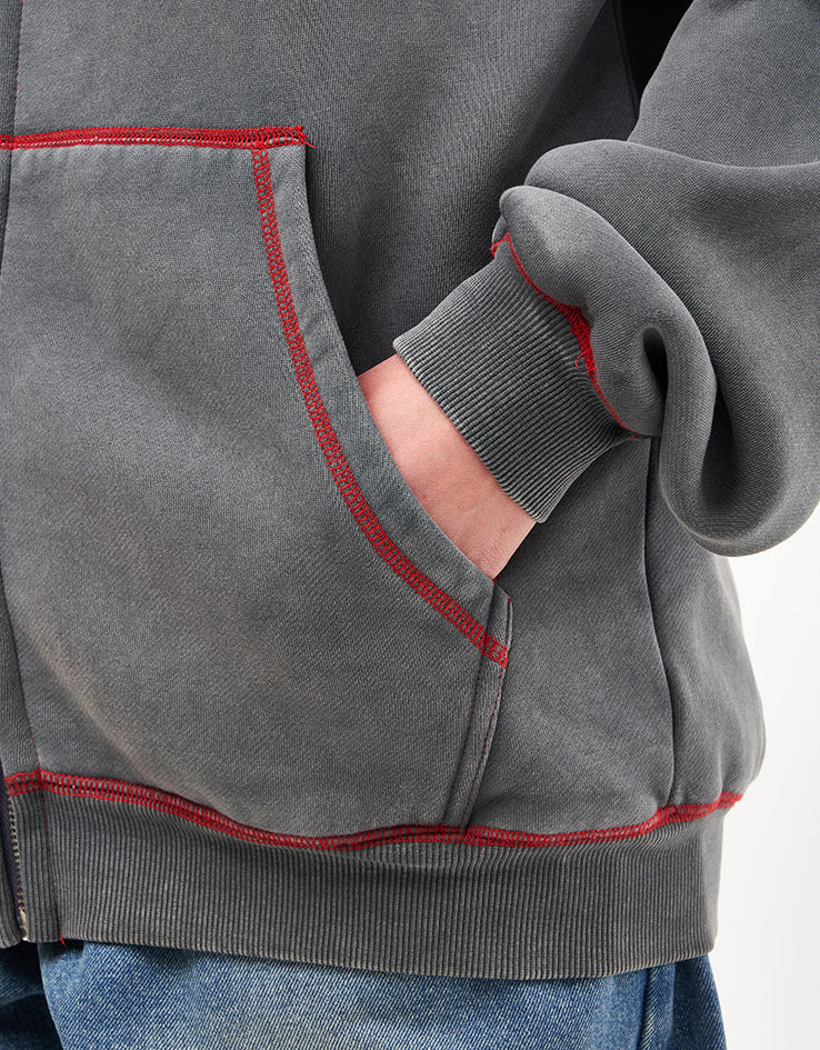 Butter Goods Jive Zip-Thru Hoodie - Washed Black - Image 11