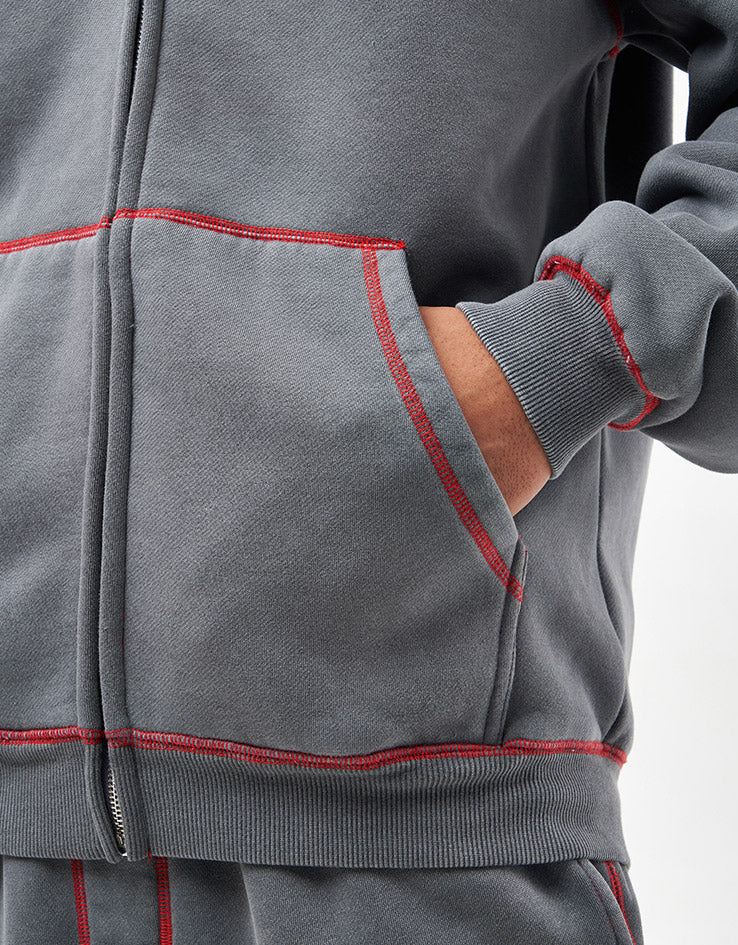 Butter Goods Jive Zip-Thru Hoodie - Washed Black - Image 5
