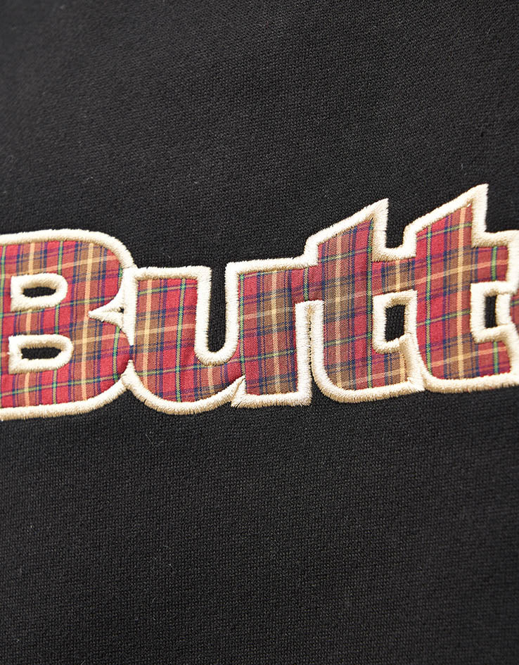 Butter Goods Plaid Logo Applique Pullover Hoodie - Black - Image 4