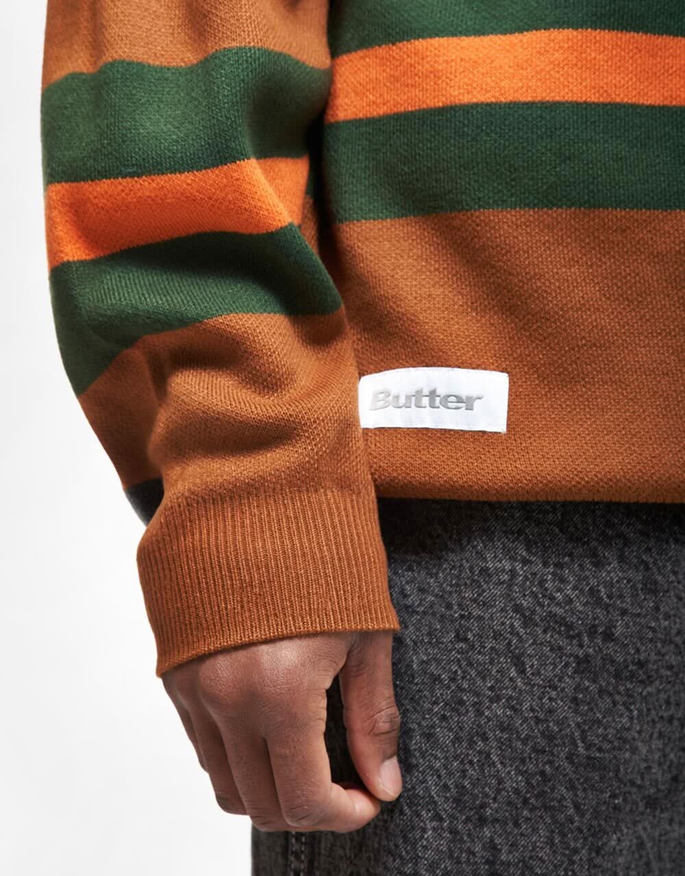 Butter Goods Polo Knit Sweater - Brown - Image 4