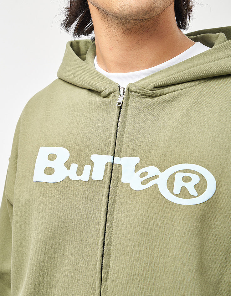 Butter Goods Registered Zip-Thru Hoodie - Dull Army - Image 4