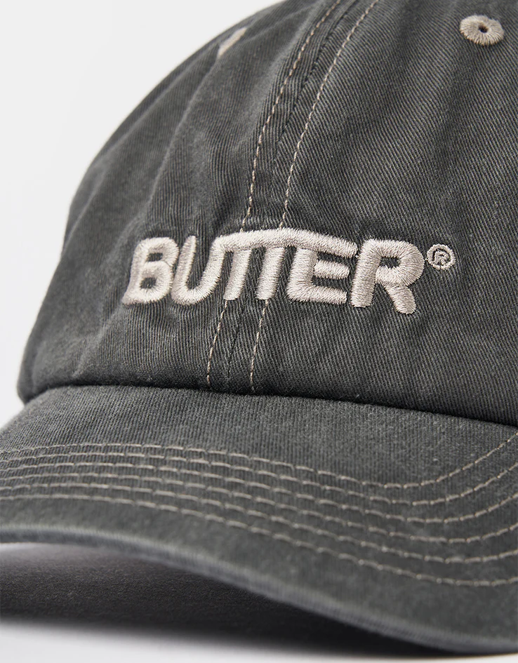 Butter Goods Rounded Logo 6 Panel Cap - Washed Black - Image 2