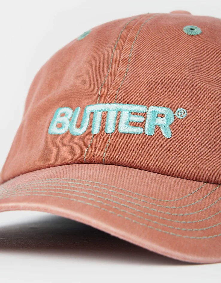 Butter Goods Rounded Logo 6 Panel Cap - Washed Sangria - Image 2
