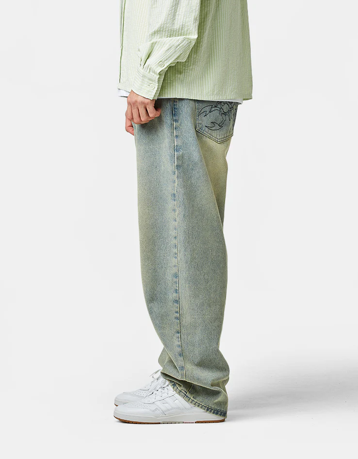 Butter Goods Scorpion Stitch Denim Jeans - Tinted Light Blue - Image 3